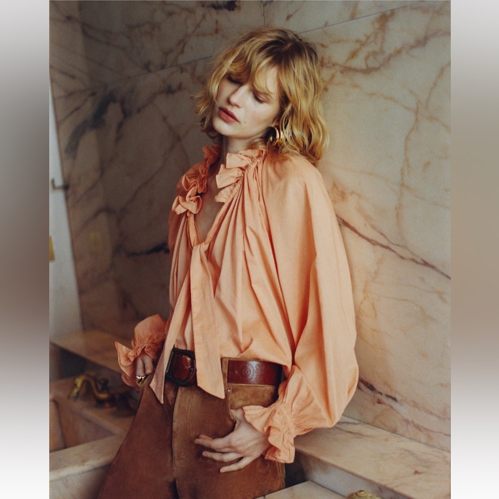 Sezane Batia Blouse Peach - Size 8